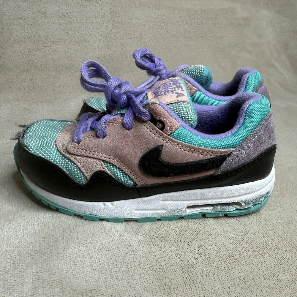 Nike Air Max 1 Kids size 10C Have A Nike Day Black Teal Coral Pink Purple